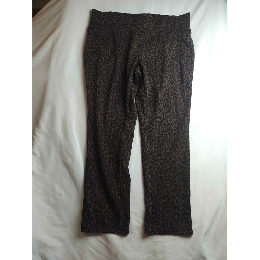 Faded Glory Jeggings Womens Size 2X Brown Cheetah Print Stretch‎ Pull On Comfort